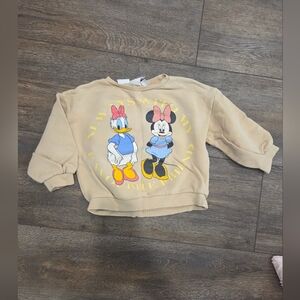Zara Kids Tan Sweatshirt with Disney Characters
